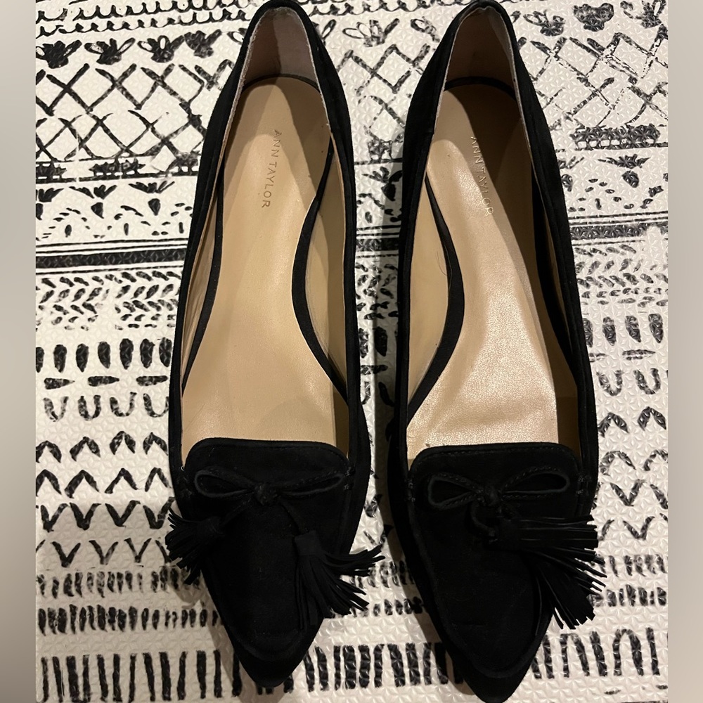 Ann Taylor Black Suede Loafers